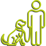 Hundetraining Franken - Startseite, Symbol Hund sitzt neben Mensch